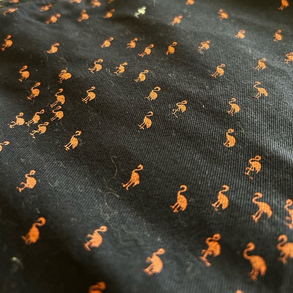 Navy Blue Flamingo Flat Front Shorts - Picture 2 of 3